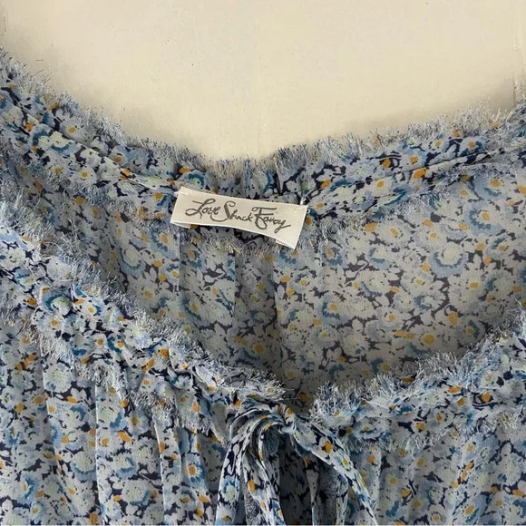 Love Shack Fancy Popover Dress in Blue Floral sz‎ M - Picture 2 of 4